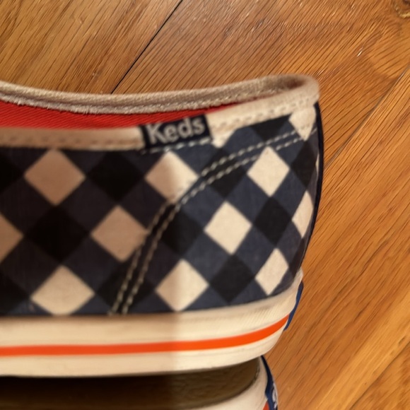 Kate Spade KEDS blue white gingham check checked tennis shoes sneakers 11 coral - Picture 13 of 17